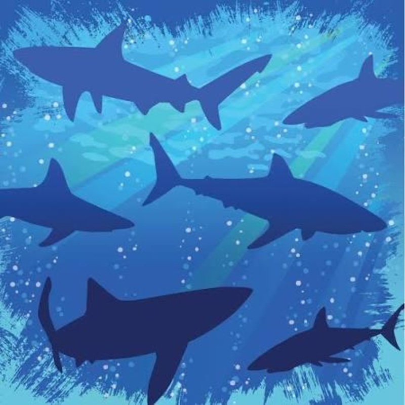 Shark Splash Beverage Napkins - 3 ply 16 count