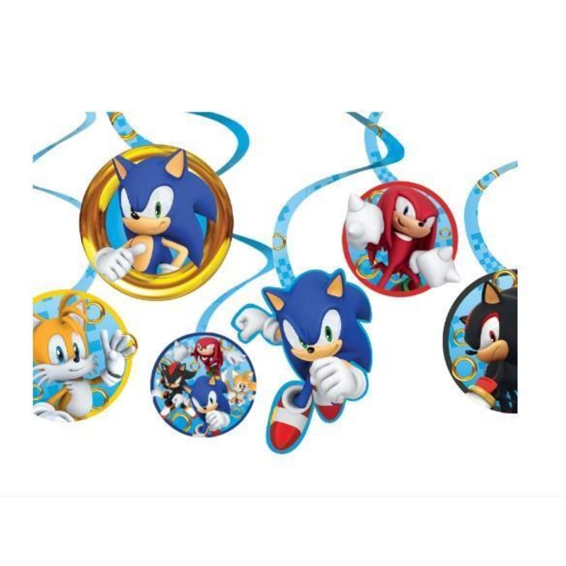 Sonic the Hedgehog Cardstock Swirl Decorations, 12ct