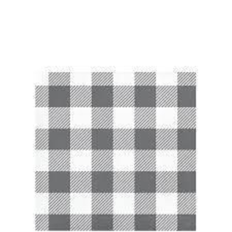 Thankgiving Elegance Gray & White Checked Beverage Napkins 16 count