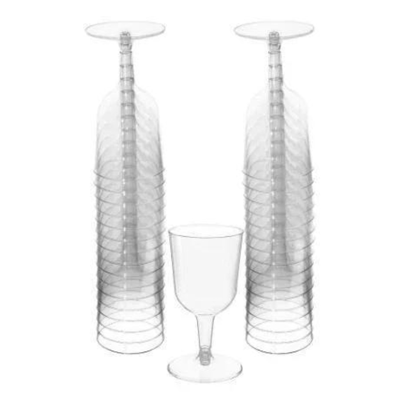 Big Party Pack CLEAR Plastic 5 OZ Wine Glasses - 20 Pcs