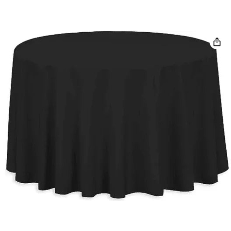 Black Round Linen Table cover 96"