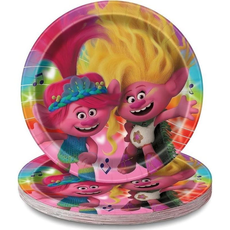 Trolls Round Paper Dinner Plates - 9" (Pack of 8)