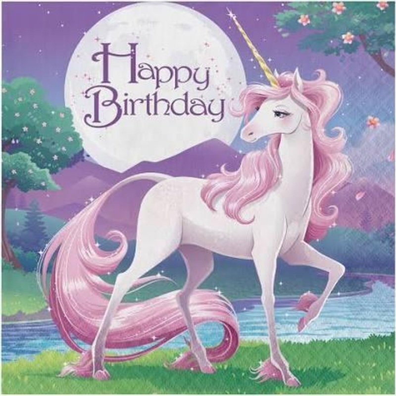 Unicorn Fantasy Happy Birthday Lunch Napkins 2 ply 16 count