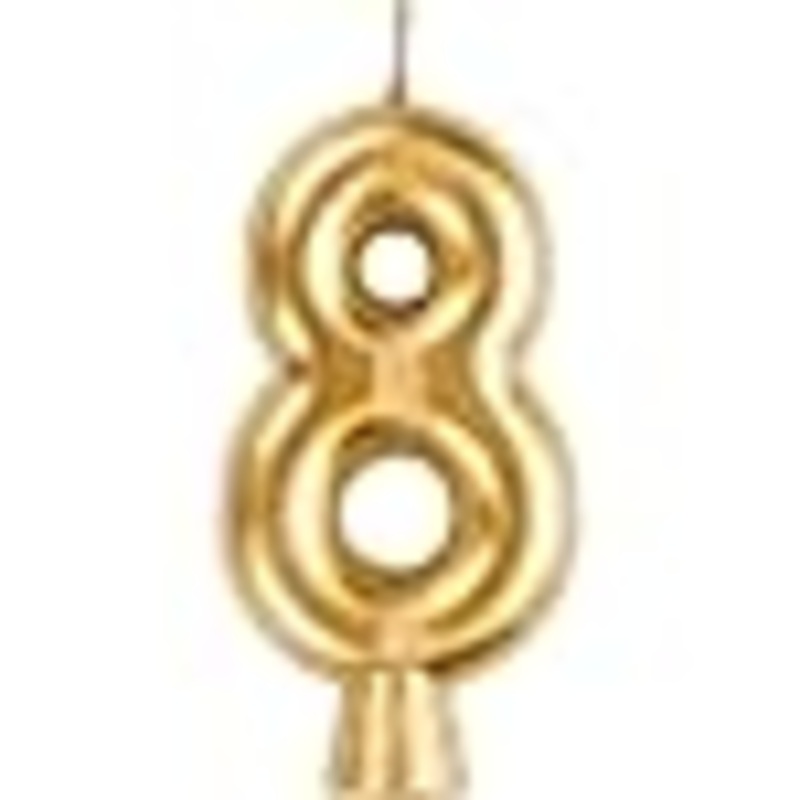 Candles - Birthday Candles - Candle Numberal Gold - 8