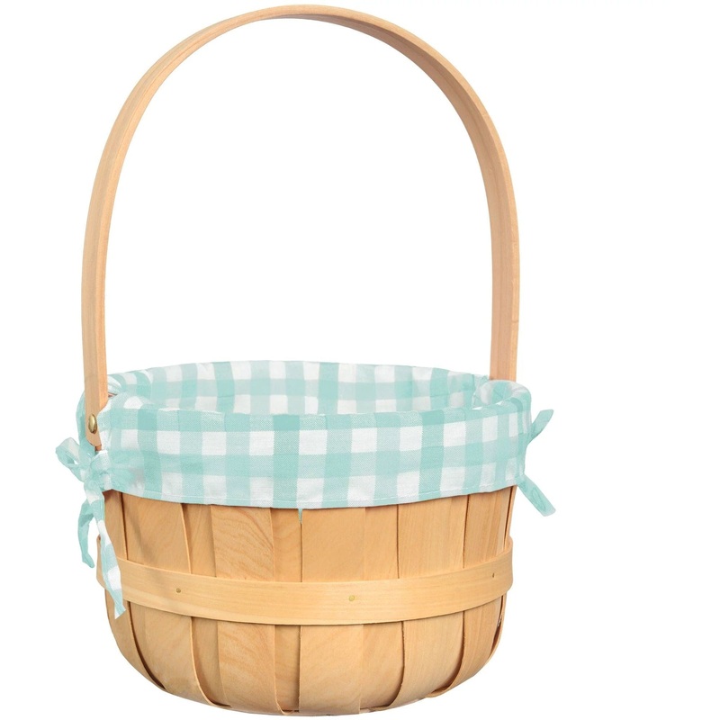Round Wood Chip Basket - Blue