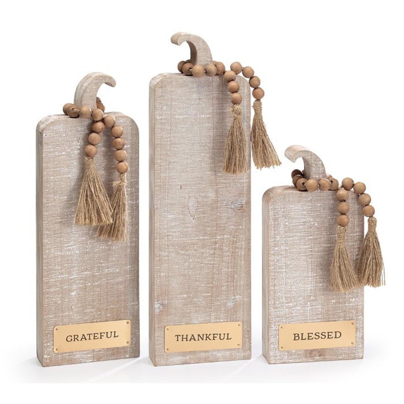 WOODEN PUMPKIN SET WITH MESSAGES