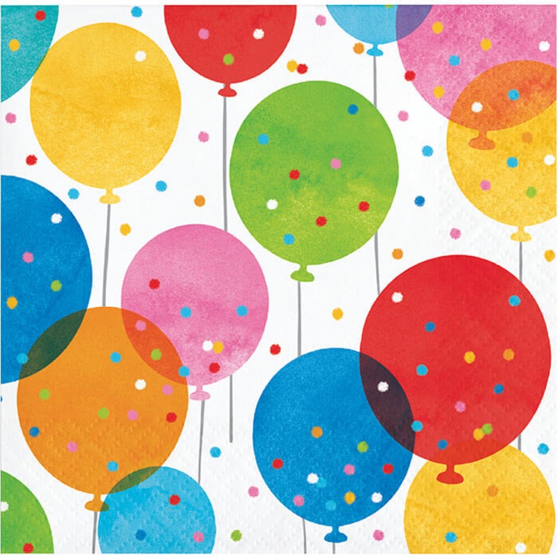Birthday Confetti Balloons Beverage Napkins 16ct