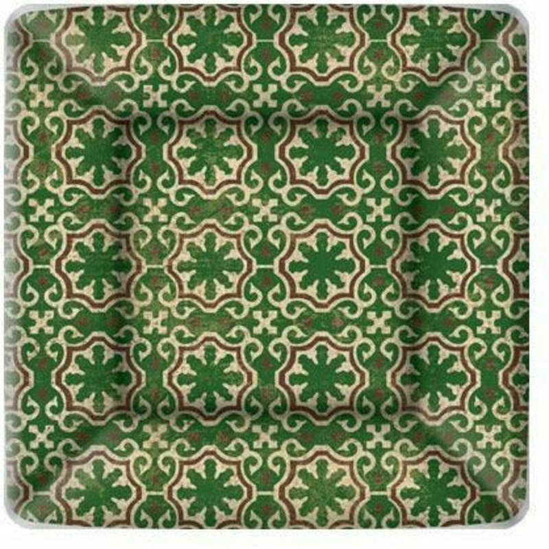 BURLAP CHRISTMAS SQUARE PAPER DESSERT PLATE