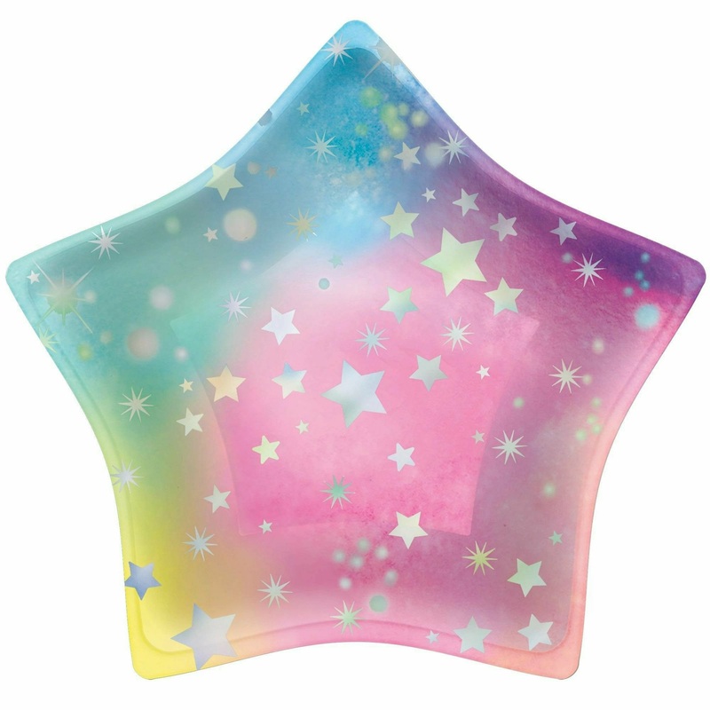 Luminous 7" Iridescent Star Shaped Plates