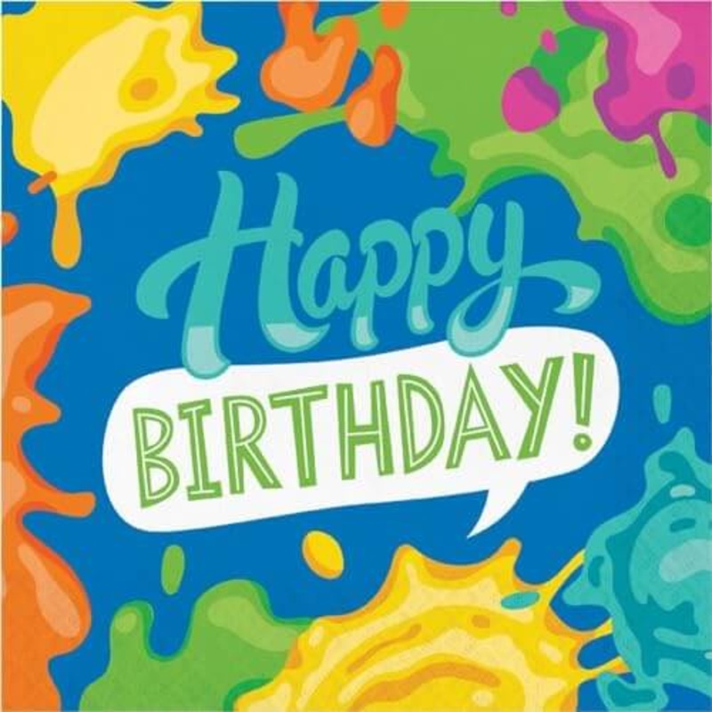 Splatter Happy Birthday Lunch Napkins 16ct