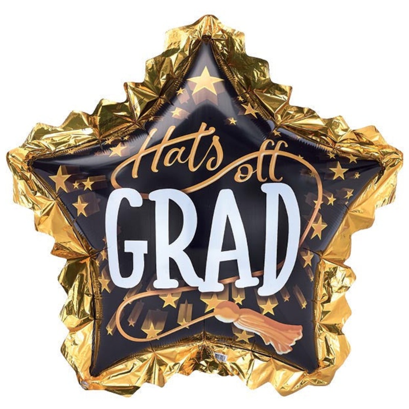 34" HATS OFF GRAD STAR FOIL BALLOON