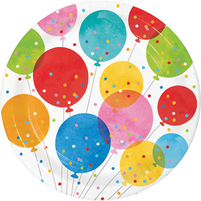 Birthday Confetti Balloons Dinner Plates 8ct
