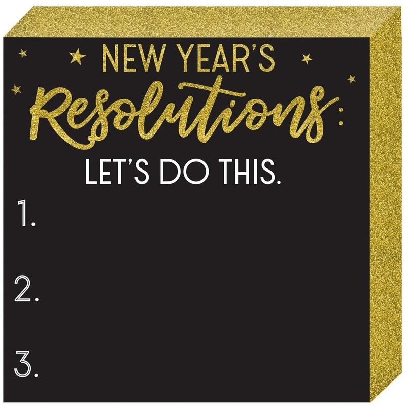New Year's Resolutions Square Chalkboard Standing Plaque