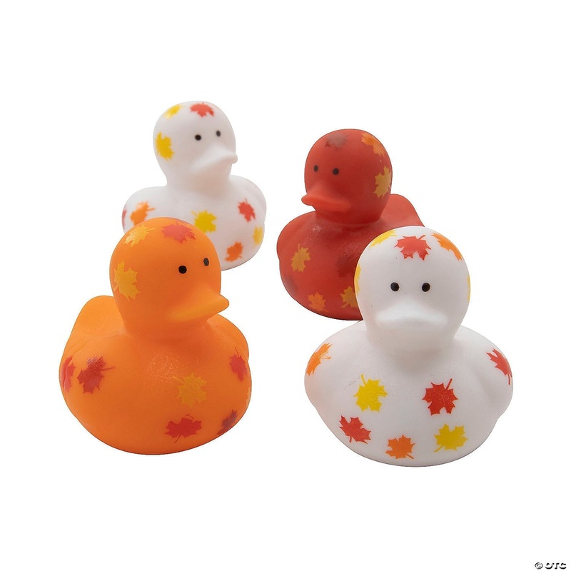 Mini Fall Leaf-Printed Rubber Ducks