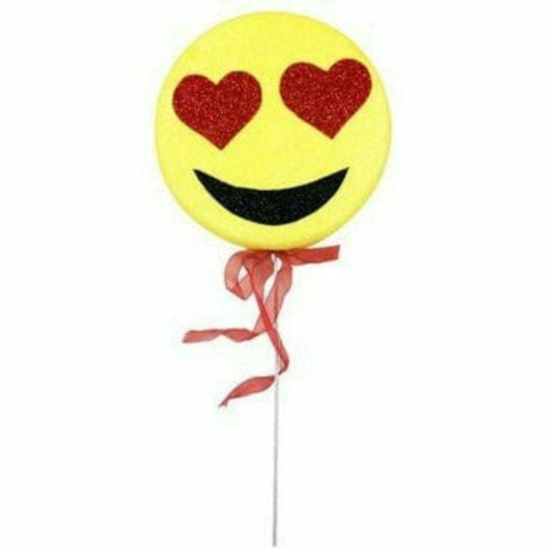 Valentine's Day Heart Eyes Smiley Pick Decoration
