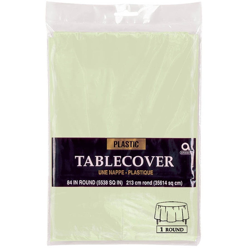 84" Round Plastic Table Cover - Leaf Green