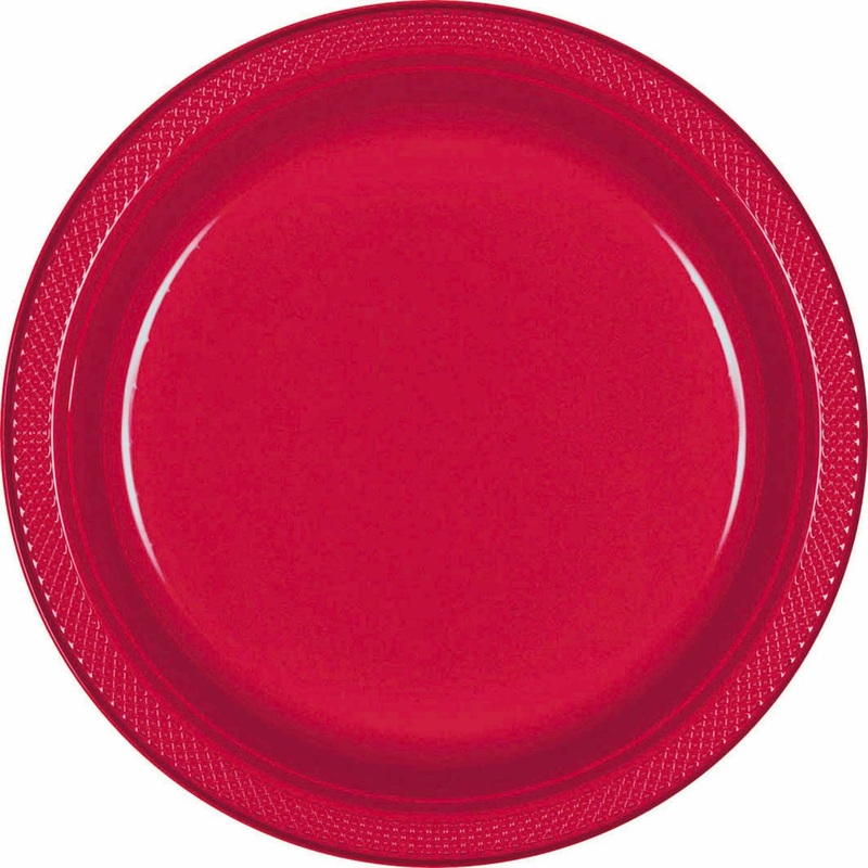 9" PLASTIC PLATE 20 CT-APPLE RED