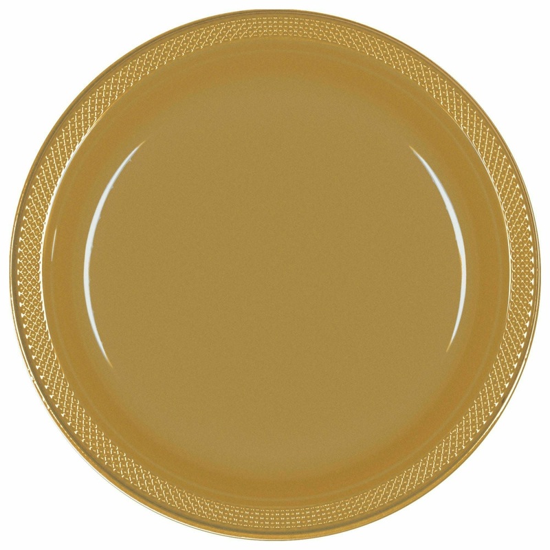 9" PLASTIC PLATE 20 CT- Gold Sparkle