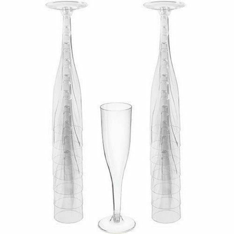 Big Party Pack CLEAR Plastic Champagne Flutes 20ct