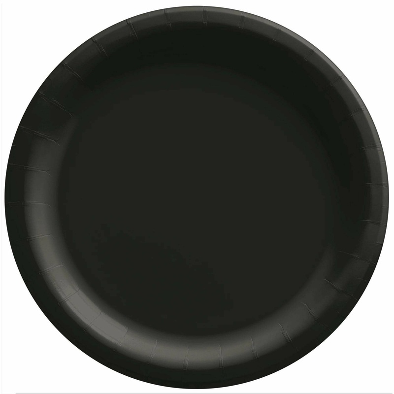 Jet Black - 8 1/2" Round Paper Plates, 20 Ct.