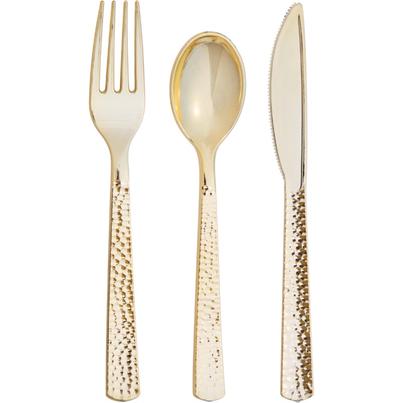 Metallic Gold Hammered Assorted Cutlery