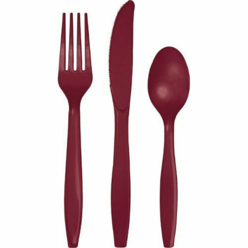 Premium Burgundy Assorted Plastic Cutlery
