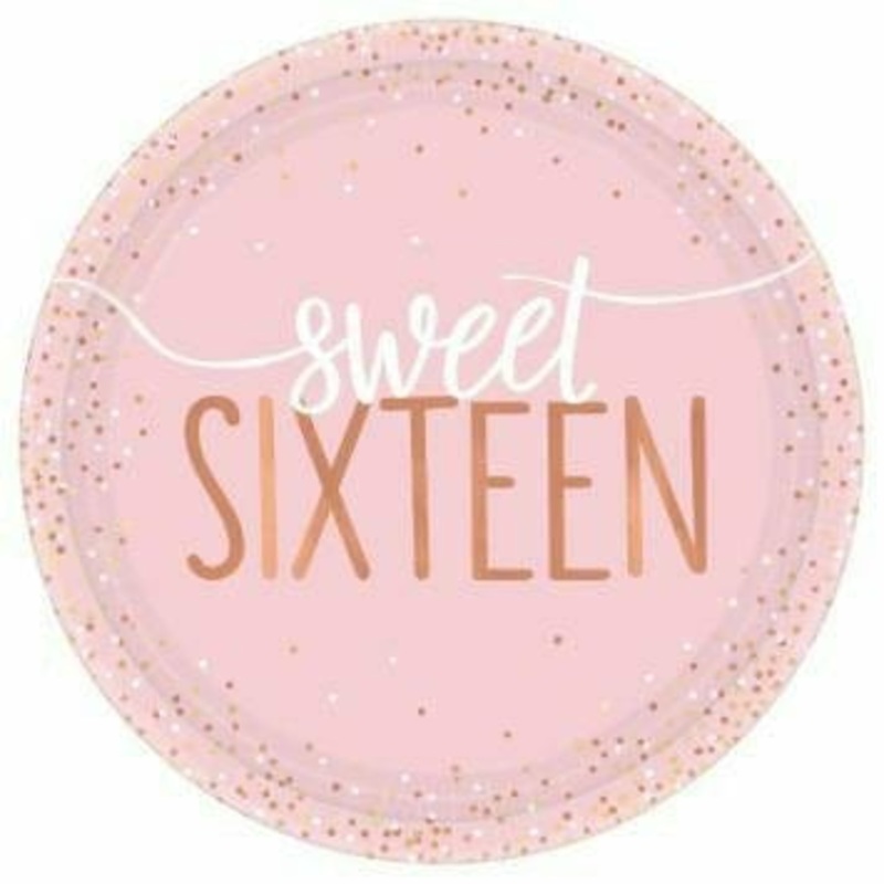 SWEET 16 PINK 7IN PLATES