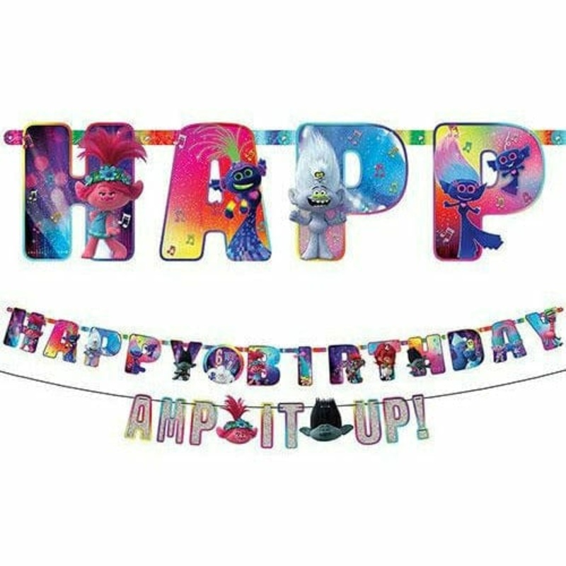 Trolls World Tour Personalized Birthday Banner Kit 2ct