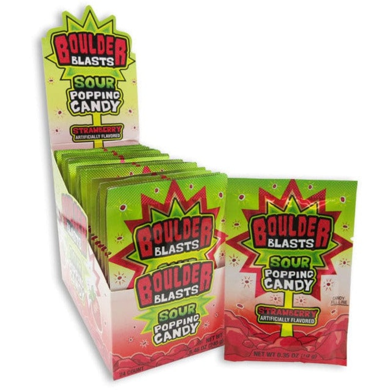 BOULDER BLASTS - SOUR POPPING CANDY - STRAWBERRY