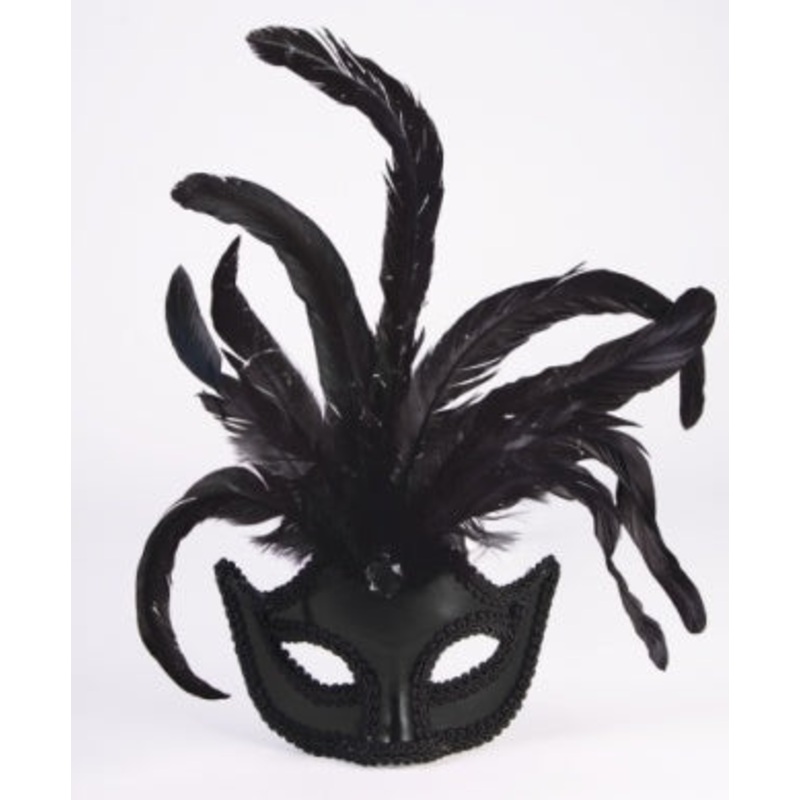 Mask With Feathers Black