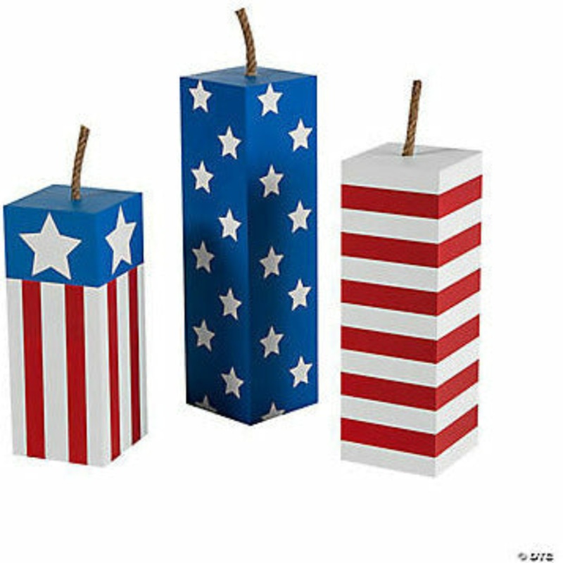 Patriotic Fireworks Wood Block EACH