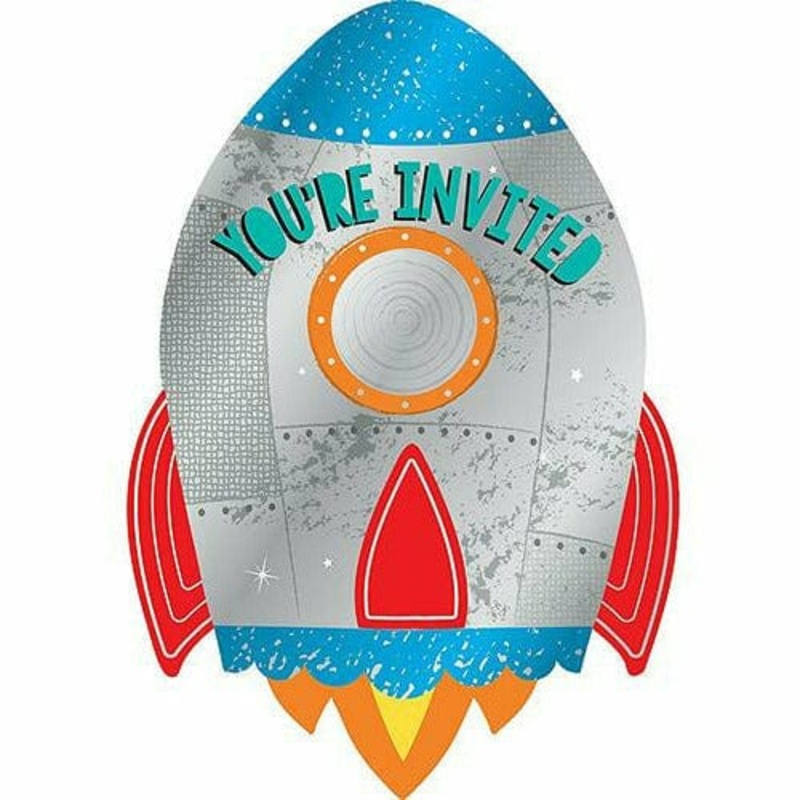 Blast Off Rocket Invitations 8ct