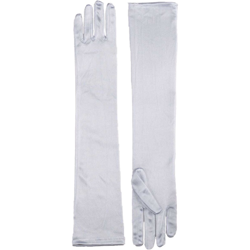 Long Satin Dress Gloves White