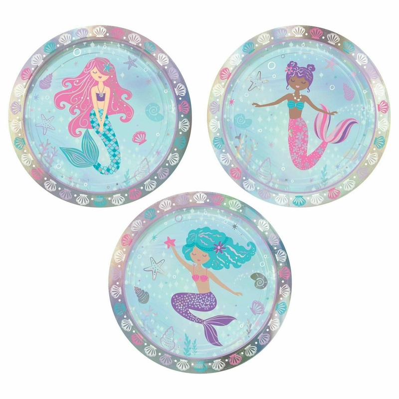 Shimmering Mermaids 7" Assorted Iridescent Round Plates