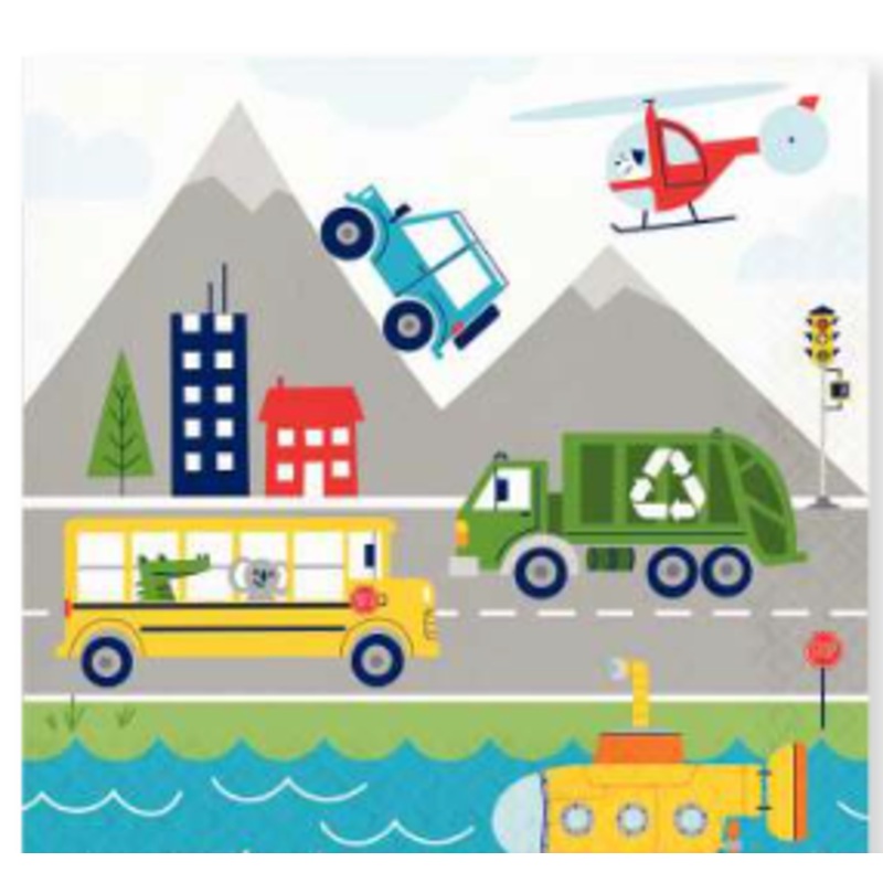 Transportation Time Lunch Napkins 16ct