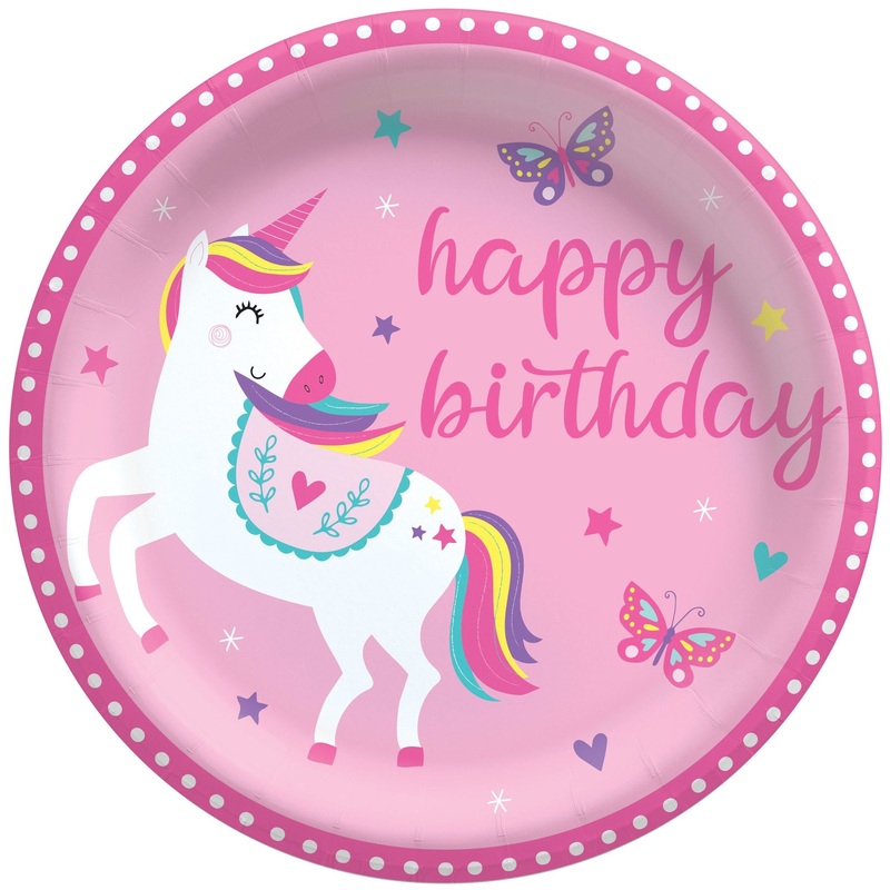 Unicorn Birthday 8 1/2" Plates