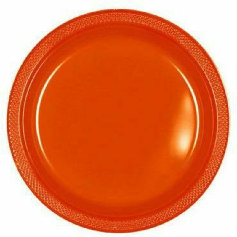 9" PLASTIC PLATE 20 CT-ORANGE
