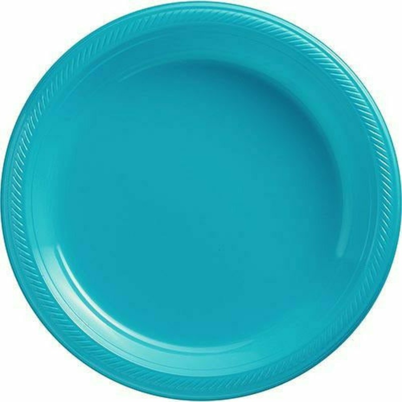 Big Party Pack Caribbean Blue Plastic Dinner Plates 50ct