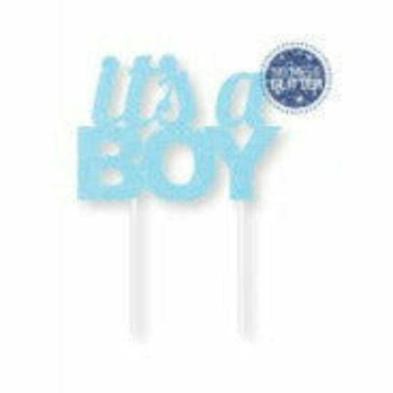 Blue Glitter Its a Boy Cake Topper