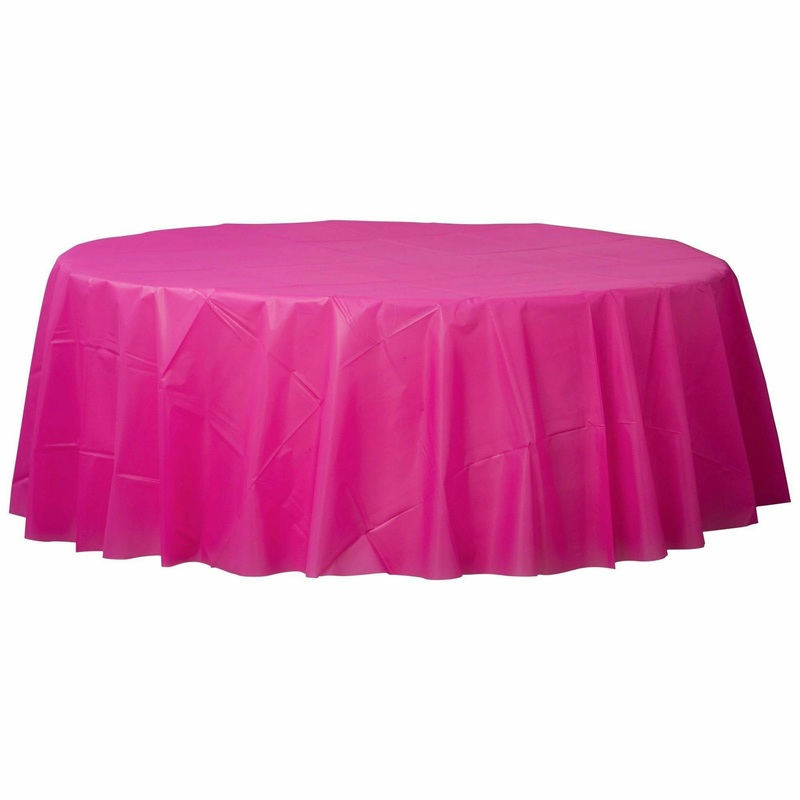 Bright Pink - 84" Round Plastic Table Cover