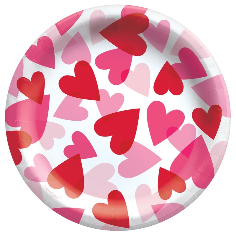 Heart Party Round Lunch Plates