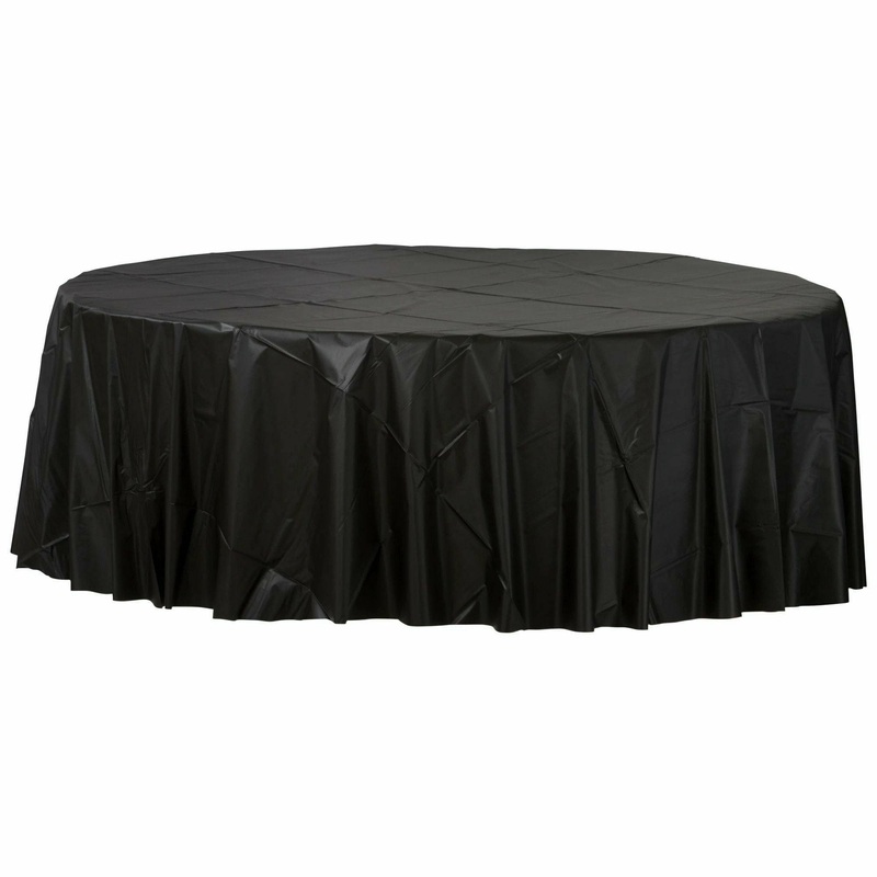 Jet Black - 84" Round Plastic Table Cover