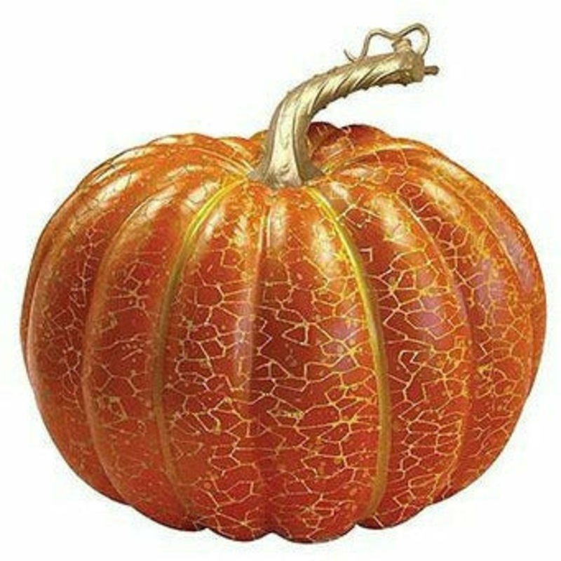 Orange Crackle Pumpkin Decoration