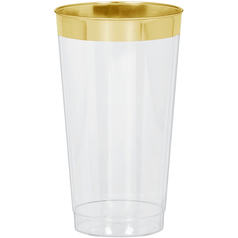 Premium Plastic Tumblers - Clear w/Gold Trim