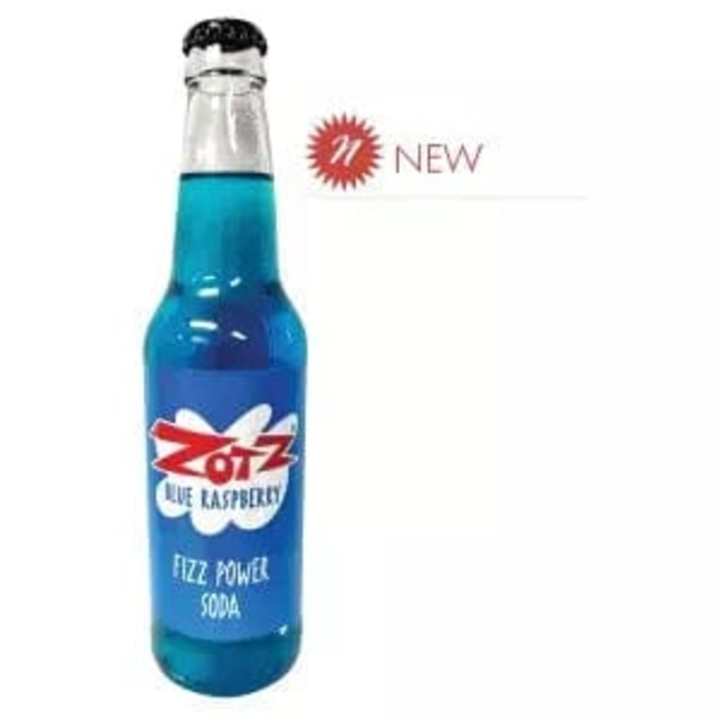 ROCKET FIZZ ZOTZ BLUE RASPBERRY FIZZ POWER SODA 12 OZ