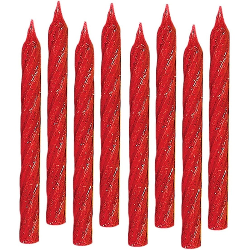 Large Glitter Spiral Candles - Red