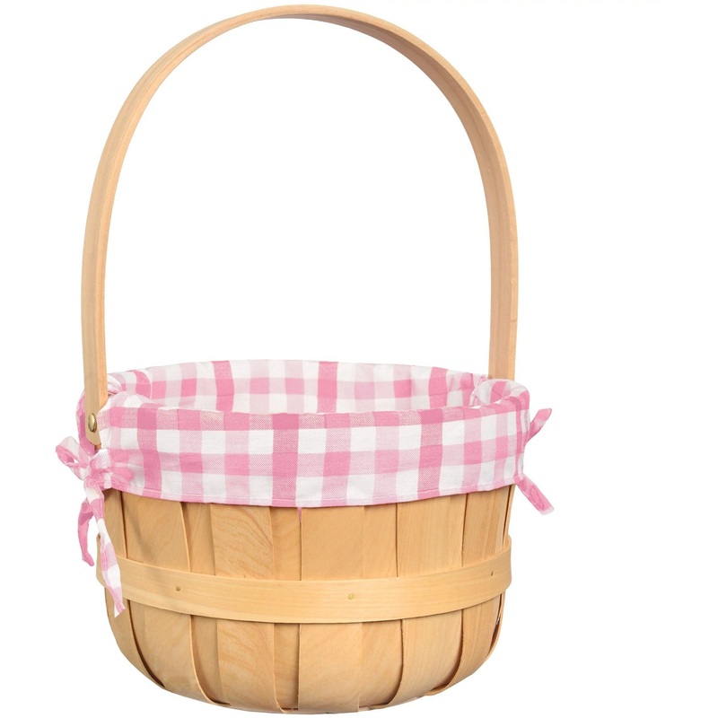Round Wood Chip Basket - Pink