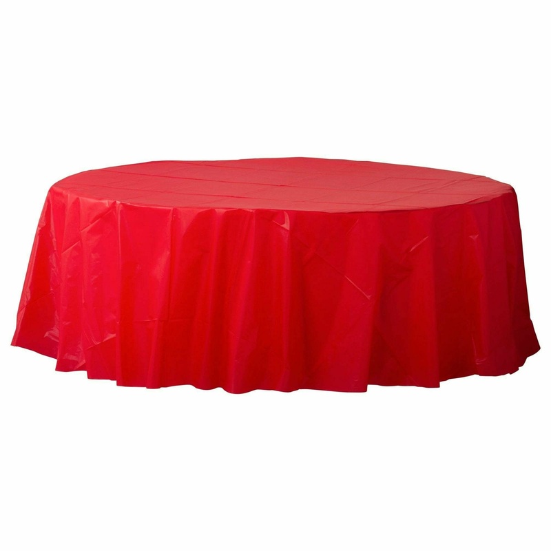 Apple Red - 84" Round Plastic Table Cover