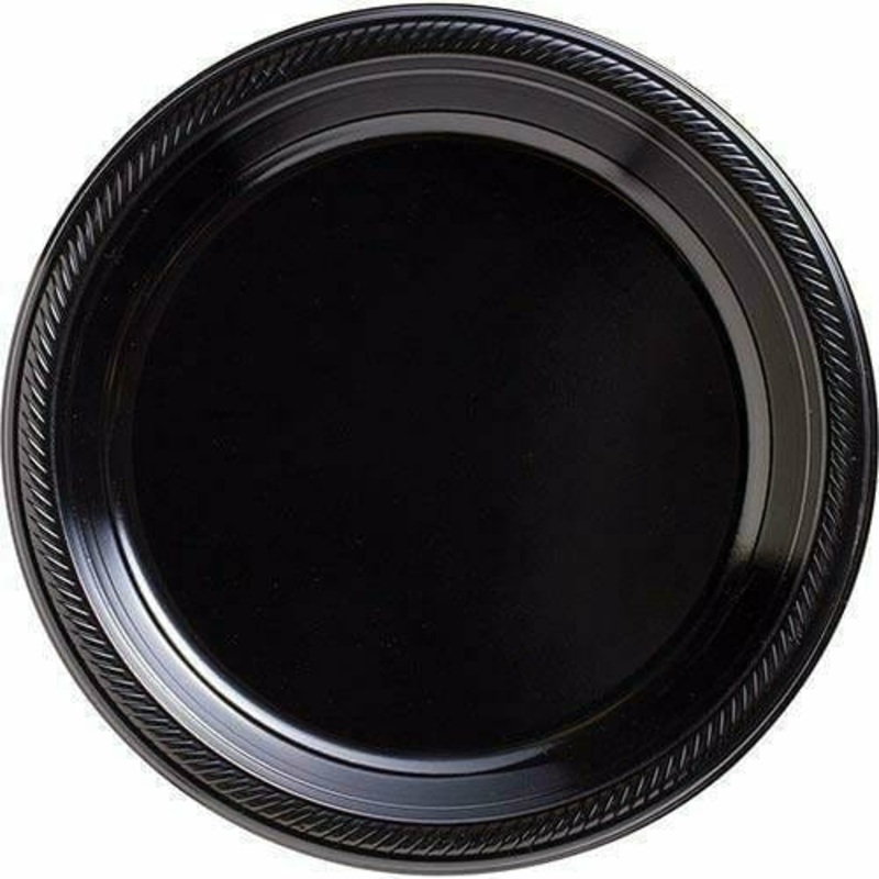Big Party Pack Black Plastic Dinner Plates 50ct