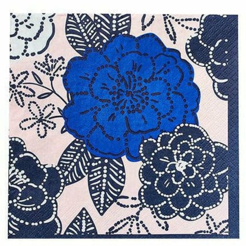 Royal Blue Floral Lunch Napkins 16ct